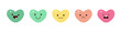 Feedback emoji heart shapes icons. Vector minimal design. Terrible, bad, normal, good, Great Review. Positive and negative reactions. Vector line of cute multicolored feedback hearts. Rating buttons