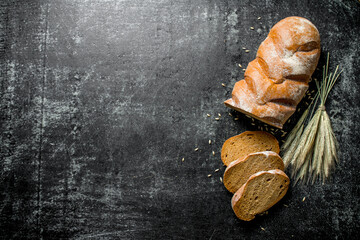 Poster - Pieces of rye bread with spikelets.