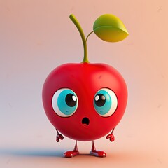 Wall Mural - Cute Cartoon Cherry Character (Generative AI)