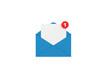 3d. Mail notification one new email message in the inbox concept isolated.