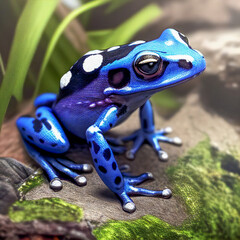 Wall Mural - blue poison dart frog, generative ai illustration