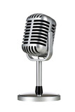 Fototapeta Panele - Vintage silver microphone cut out, without background