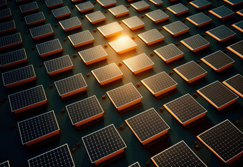 Wall Mural - photovoltaic solar panels power plant. renewable energy. generative ai