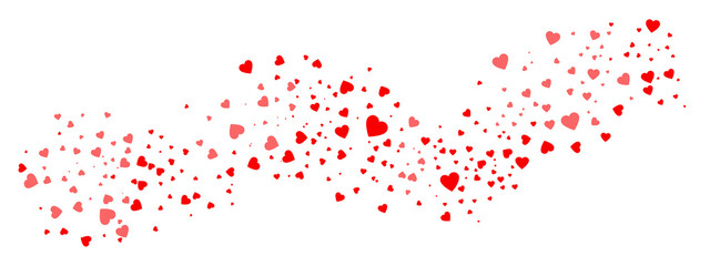 Wall Mural - Love valentine background with red petals of hearts on isolated background. Vector banner, postcard, background.The 14th of February. Vector EPS 10