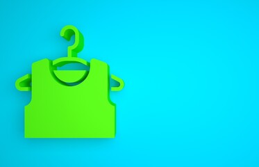 Green Sleeveless T-shirt icon isolated on blue background. Minimalism concept. 3D render illustration