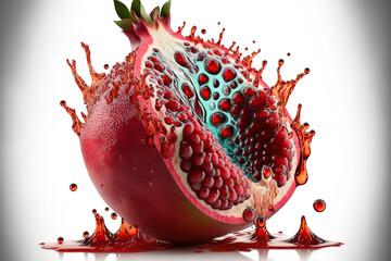 Wall Mural - An image of a juicy pomegranate on white. Generative AI