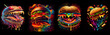 Leinwandbild Motiv Set of burgers with monster jaw. AI Generative.