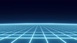 © Flow 37 - Retro fantastic background of the 80s. Wireframe landscape. Futuristic blue neon scenery. 3d rendering.