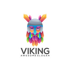 Wall Mural - viking logo colorful template