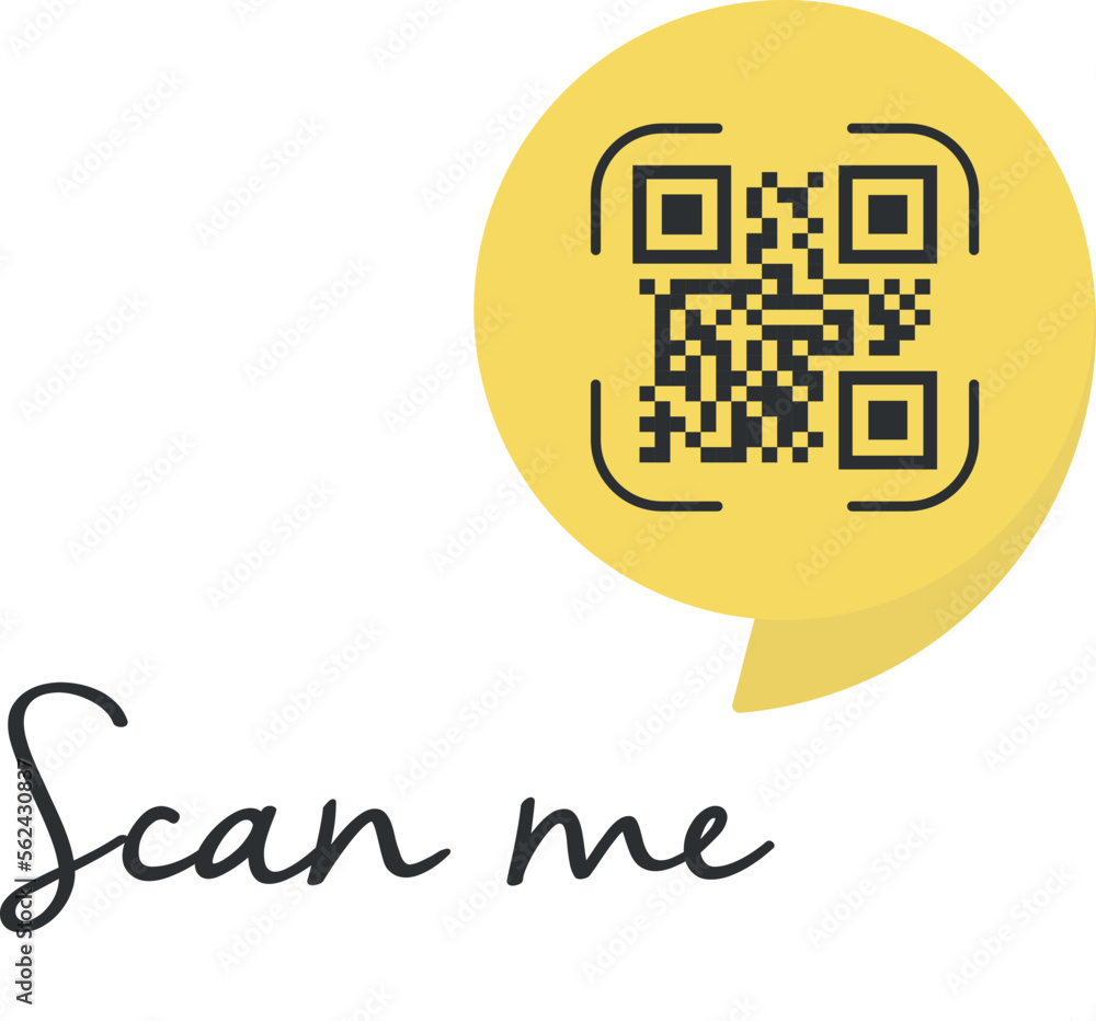QR code scan me in speech bubble, scan me concept, icon. Stock Vector ...