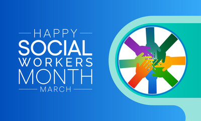 Wall Mural - Social Work month is observed every year in March, in recognition of the contributions of social workers to society. Vector illustration