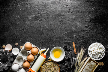 Canvas Print - Baking background. Preparation of homemade dough.