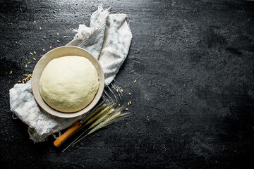 Sticker - Dough in a bowl with a whisk and spikelets.