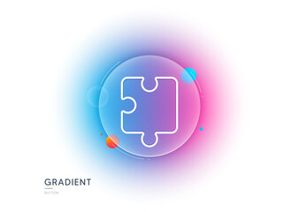 Wall Mural - Puzzle piece line icon. Gradient blur button with glassmorphism. Jigsaw game shape sign. Business strategy element. Transparent glass design. Puzzle line icon. Vector