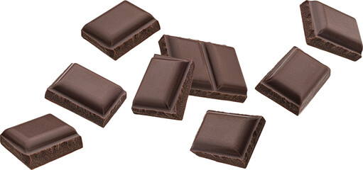 Wall Mural - falling chocolate pieces isolated
