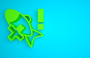 Wall Mural - Green No fish icon isolated on blue background. Minimalism concept. 3D render illustration