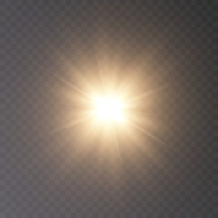 Fototapete - Glowing realistic glare for design work. Twinkling stars.Light PNG effect	
