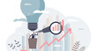 Business forecasting with startup idea future profit results prediction tiny person concept, transparent background.Performance strategy and calculation for company growth plan illustration.