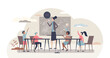 © VectorMine - Classroom management to teach class culture and behavior tiny person concept, transparent background. Kids knowledge learning culture.