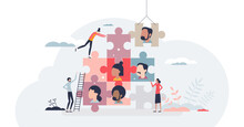 Human Management And HR Resources For Business Team Tiny Person Concept, Transparent Background. Employee Organization And Company Staff Effective Usage Illustration.