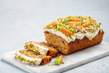 Poster - carrot loaf cake with walnuts