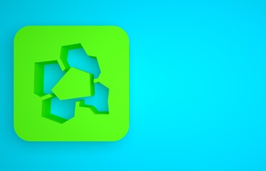 Green Gold nugget icon isolated on blue background. Mineral boulder. Minimalism concept. 3D render illustration