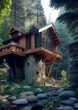 superbe cabane futuriste dans les bois
