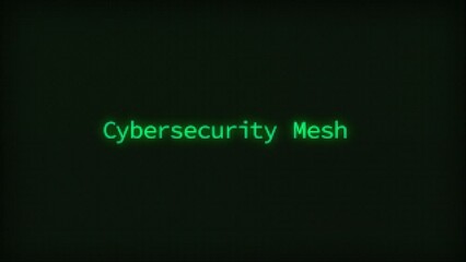 Retro Computer Coding Text Animation Typing Cybersecurity Mesh, CRT Monitor Style