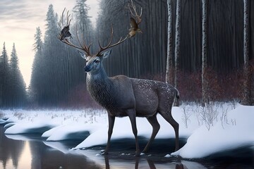 Wall Mural - Elk Stock Photo, Wildlife Photography, Generative Ai