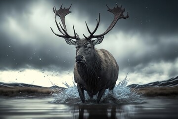 Wall Mural - Elk Stock Photo, Wildlife Photography, Generative Ai