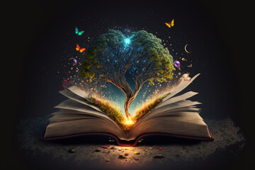 Open book of magic. Generative Ai. 