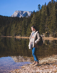 beautiful view of black lake, crno jezero in durmitor national park, zabljak, northern montenegro, w