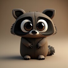 Cute Cartoon Raccoon Character