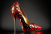 Valentine Day Red Women Shoes With High Heels Generative Ai