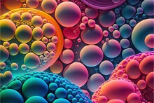  A Colorful Background With Bubbles Of Different Colors And Sizes Of Bubbles On It, All In A Rainbow Hue, With A Black Border Around The Edges Of The Bubbles Are Blue, And Red. Generative Ai