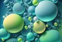  A Blue And Green Background With Bubbles And Bubbles On It, And A Blue Background With Bubbles And Bubbles On It, And A Blue Background With Bubbles And A Yellow Circle At The Bottom. Generative Ai