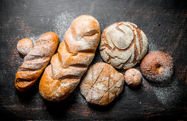 Poster - Types of bread from rye and wheat flour.