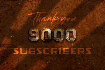 9000 subscribers celebration greeting banner with Retro 3 Design