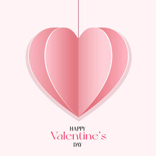 Vector Illustration With A Pink Paper Heart For Valentine's Day Design