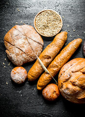 Poster - Different types of wheat and rye bread.