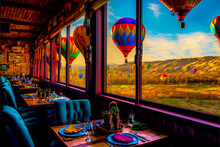 A Restaurant With Colorful Glass Windows - Generative AI