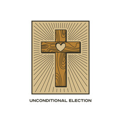 Poster - Christian vector illustration. John Calvin's Tulip. Unconditional election.