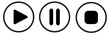 © Creative mind - Set of black and white play, pause and stop buttons.