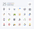 © Muhammad - Auction 25 Flat Color icon pack including online. justice. calendar. hammer. investment