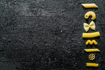 Poster - Assortment of different types of pasta dry.