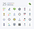 © Muhammad - Online Survey 25 Flat Color icon pack including business. text. black. mobile. dvd