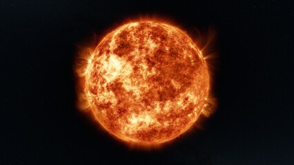 earth's sun in outer space. artistic concept 3d illustration as wide locked shot of solar surface wi