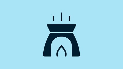 Wall Mural - Blue Aroma candle icon isolated on blue background. 4K Video motion graphic animation