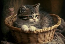 Cat In Basket , Ai Generated