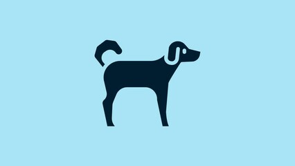 Poster - Blue Dog icon isolated on blue background. 4K Video motion graphic animation